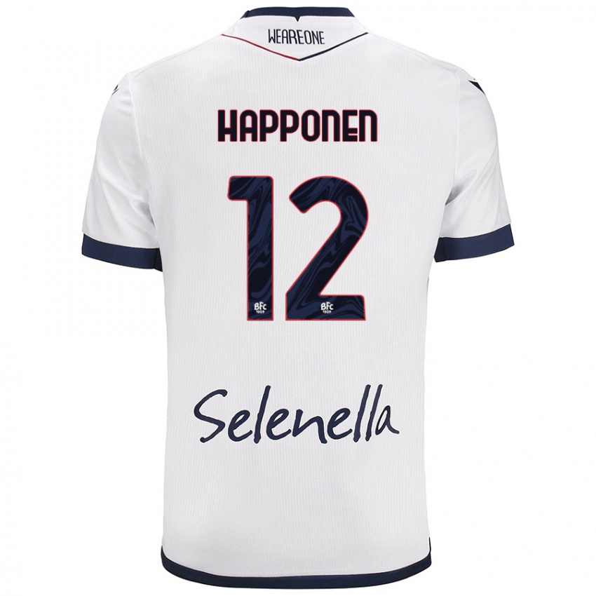 Børn Ukko Happonen #12 Hvid Kongeblå Udebane Spillertrøjer 2024/25 Trøje T-Shirt