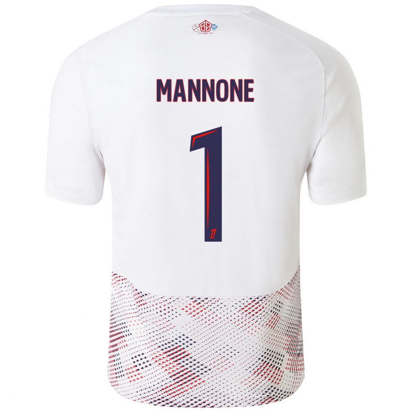 Børn Vito Mannone #1 Hvid Kongeblå Udebane Spillertrøjer 2024/25 Trøje T-Shirt