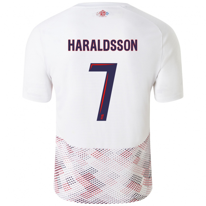 Børn Hákon Arnar Haraldsson #7 Hvid Kongeblå Udebane Spillertrøjer 2024/25 Trøje T-Shirt