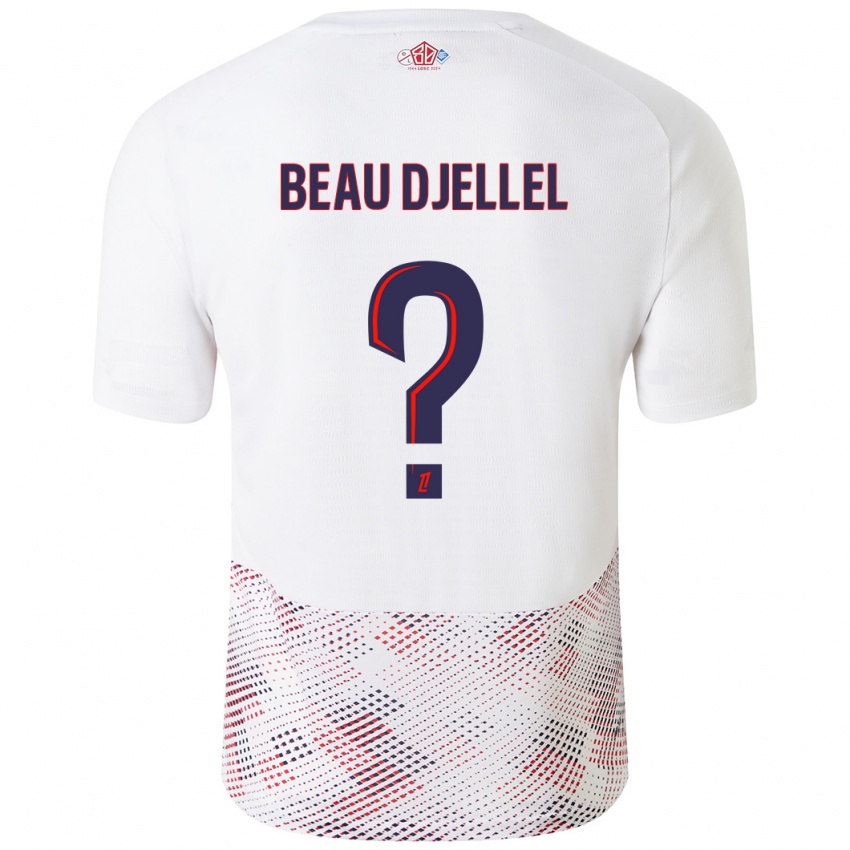 Børn Yanis Beau Djellel #0 Hvid Kongeblå Udebane Spillertrøjer 2024/25 Trøje T-Shirt