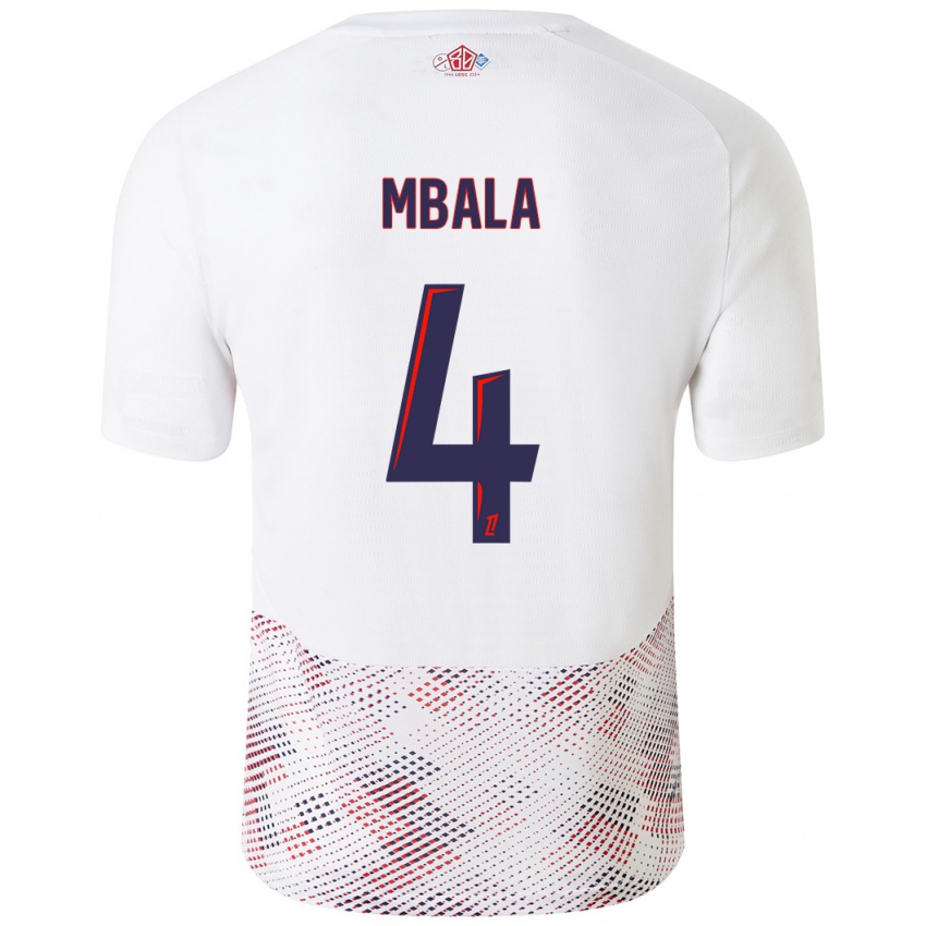 Børn Olivia Mbala #4 Hvid Kongeblå Udebane Spillertrøjer 2024/25 Trøje T-Shirt