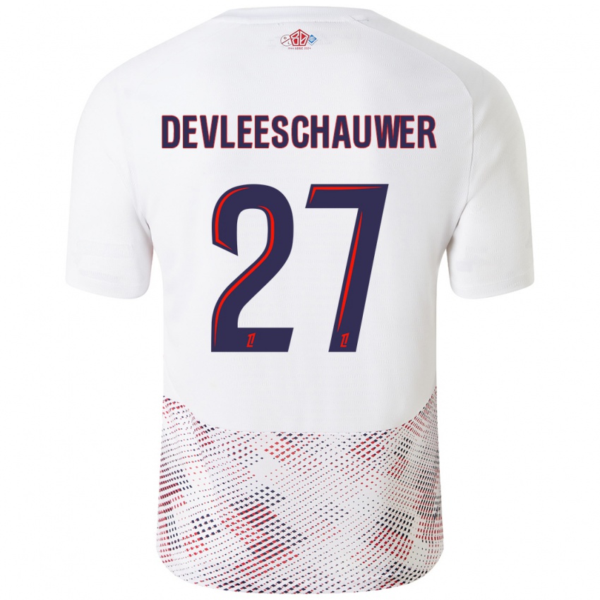 Børn Gwenaëlle Devleeschauwer #27 Hvid Kongeblå Udebane Spillertrøjer 2024/25 Trøje T-Shirt