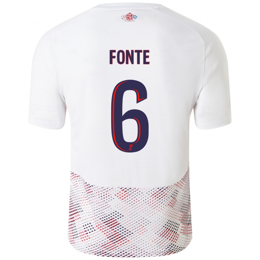 Børn Jose Fonte #6 Hvid Kongeblå Udebane Spillertrøjer 2024/25 Trøje T-Shirt