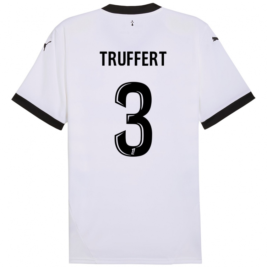 Børn Adrien Truffert #3 Hvid Sort Udebane Spillertrøjer 2024/25 Trøje T-Shirt