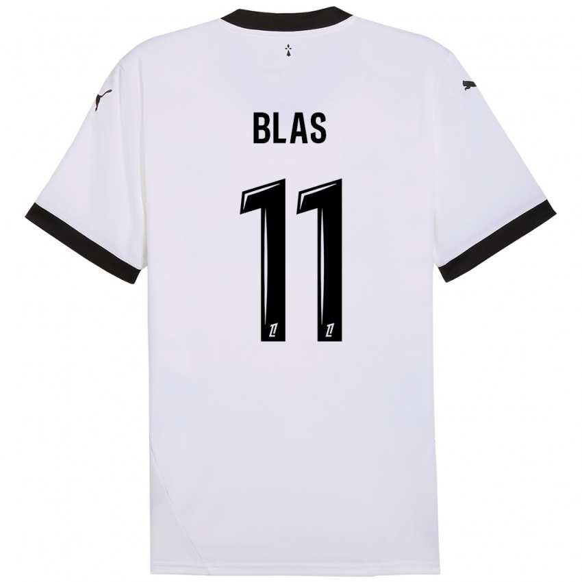 Børn Ludovic Blas #11 Hvid Sort Udebane Spillertrøjer 2024/25 Trøje T-Shirt