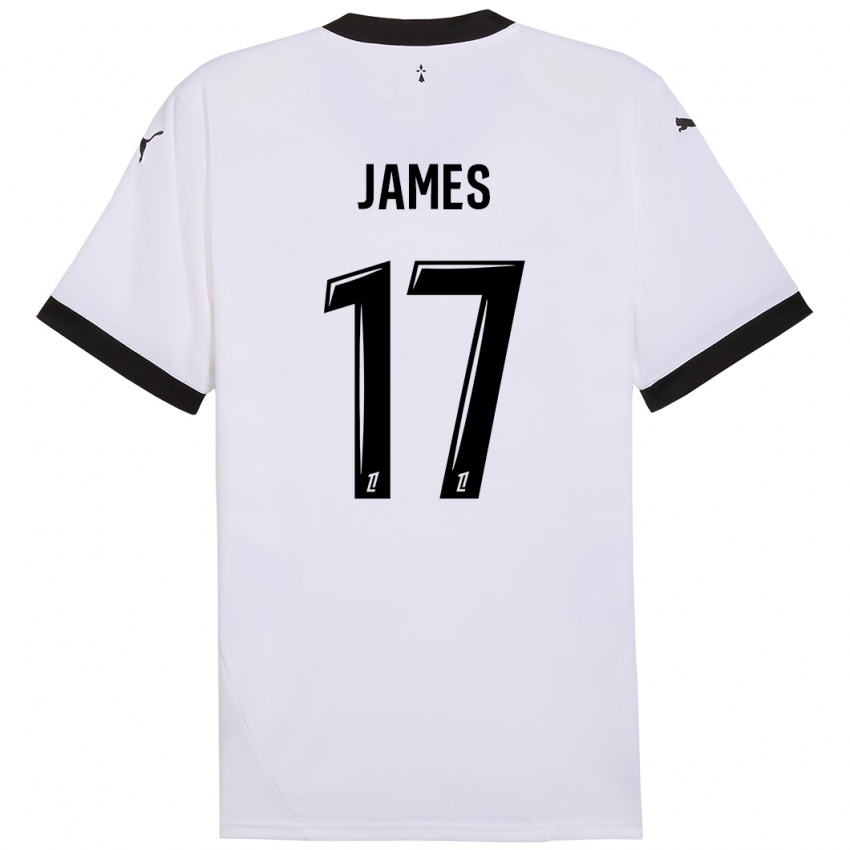 Børn Jordan James #17 Hvid Sort Udebane Spillertrøjer 2024/25 Trøje T-Shirt