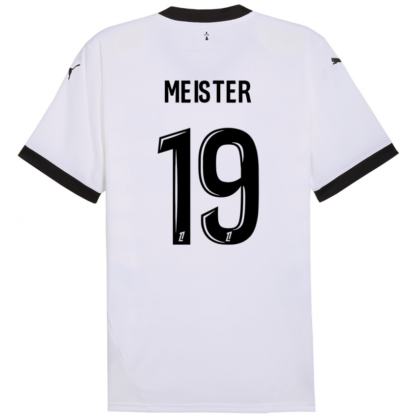 Børn Henrik Meister #19 Hvid Sort Udebane Spillertrøjer 2024/25 Trøje T-Shirt