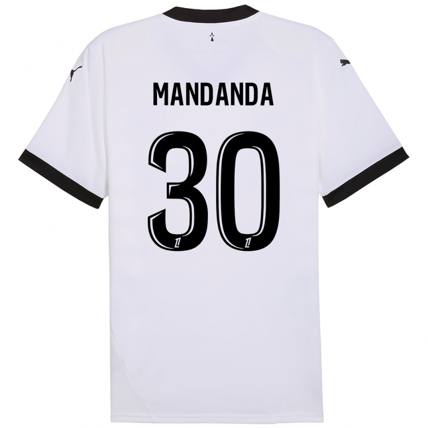 Børn Steve Mandanda #30 Hvid Sort Udebane Spillertrøjer 2024/25 Trøje T-Shirt