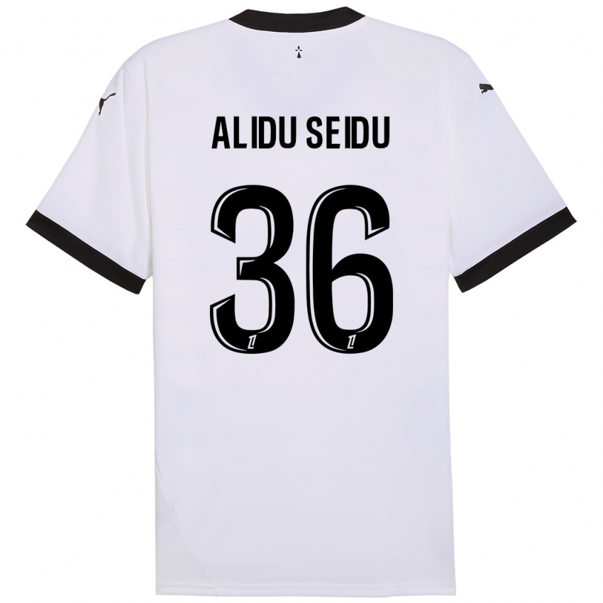 Børn Alidu Seidu #36 Hvid Sort Udebane Spillertrøjer 2024/25 Trøje T-Shirt