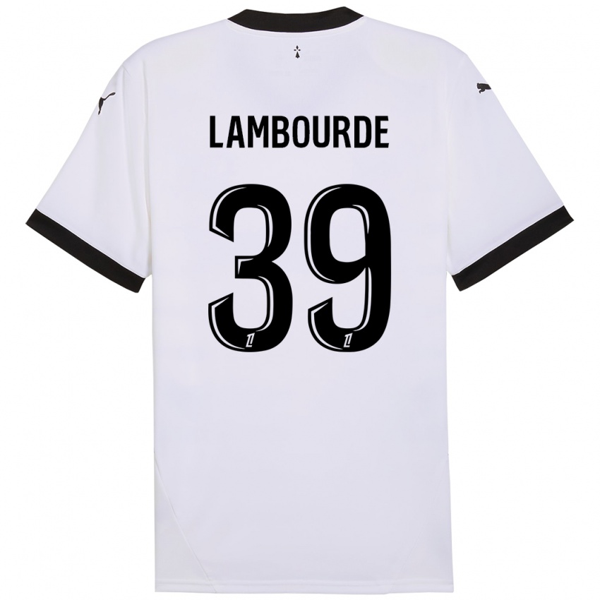 Børn Mathis Lambourde #39 Hvid Sort Udebane Spillertrøjer 2024/25 Trøje T-Shirt