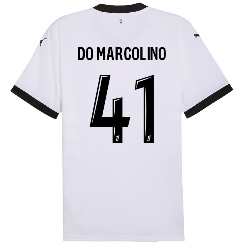 Børn Alan Do Marcolino #41 Hvid Sort Udebane Spillertrøjer 2024/25 Trøje T-Shirt