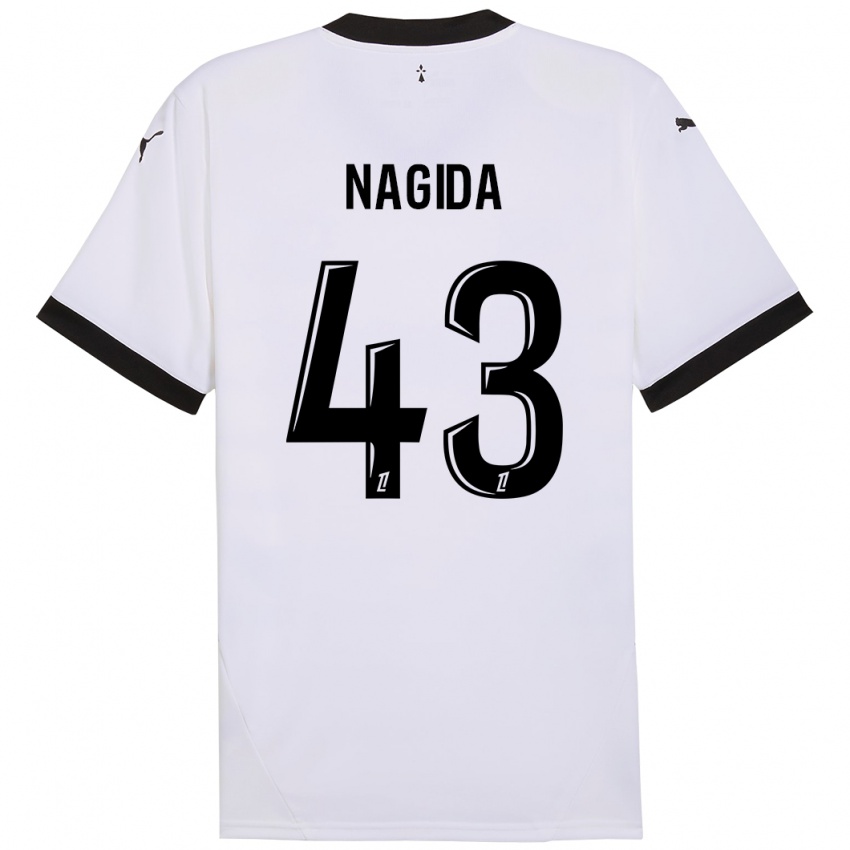 Børn Mahamadou Nagida #43 Hvid Sort Udebane Spillertrøjer 2024/25 Trøje T-Shirt