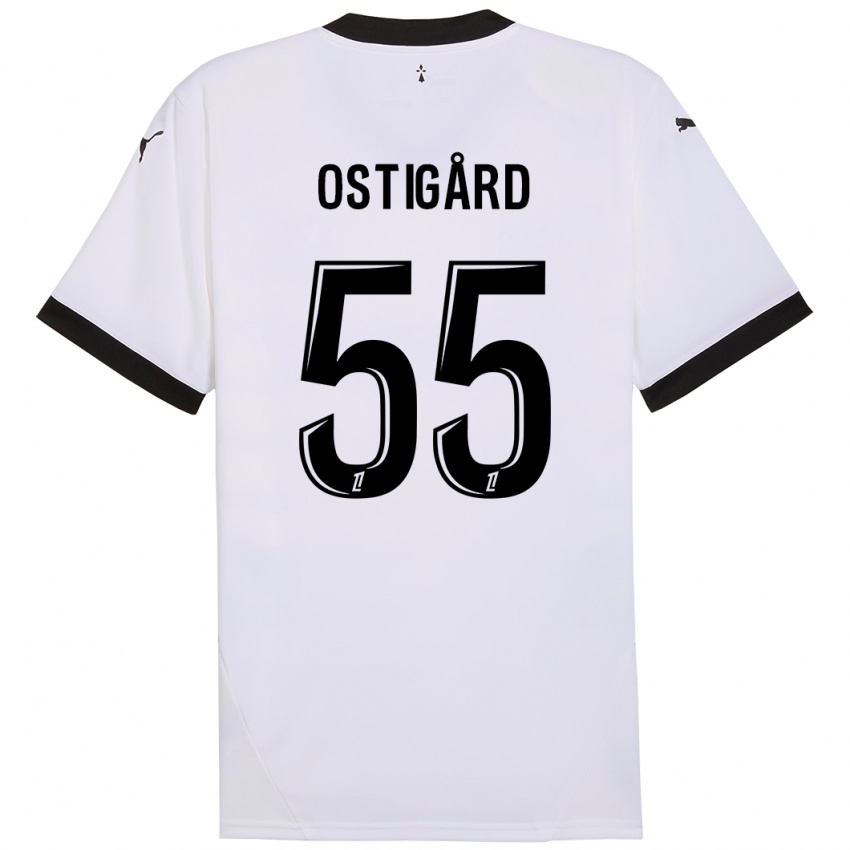 Børn Leo Ostigard #55 Hvid Sort Udebane Spillertrøjer 2024/25 Trøje T-Shirt