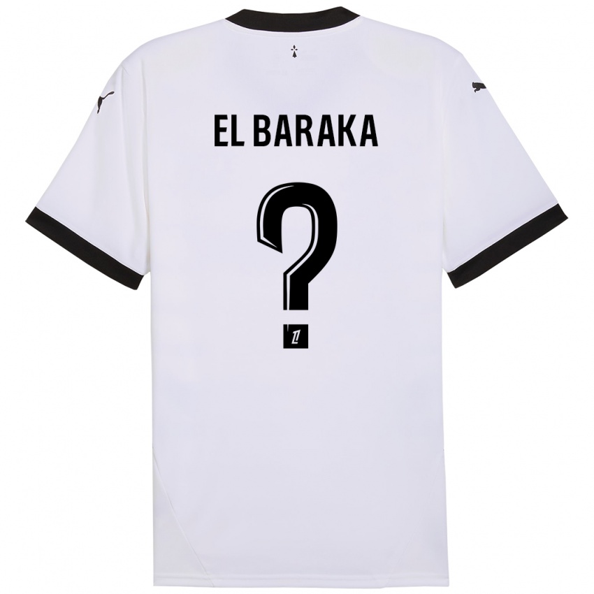 Børn Jibril El Baraka #0 Hvid Sort Udebane Spillertrøjer 2024/25 Trøje T-Shirt