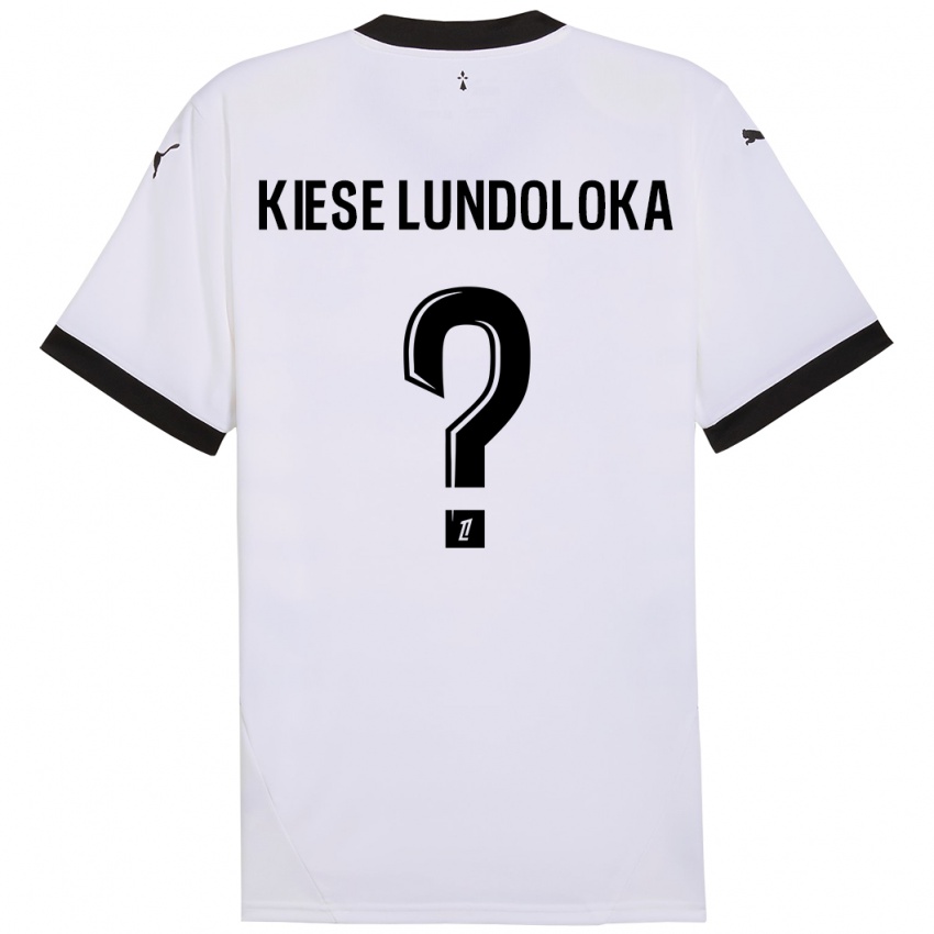 Børn Jeanslor Kiese Lundoloka #0 Hvid Sort Udebane Spillertrøjer 2024/25 Trøje T-Shirt