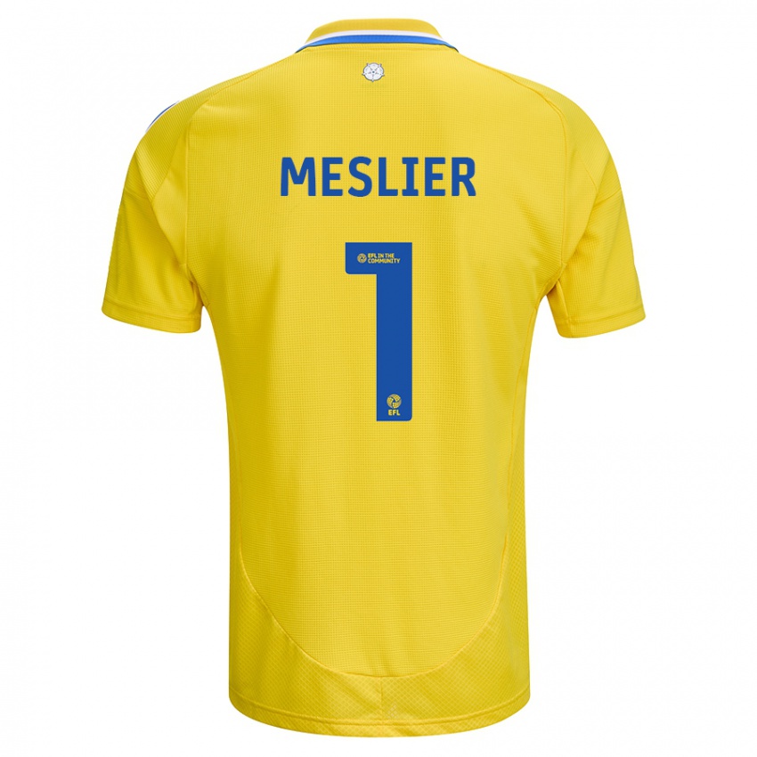 Børn Illan Meslier #1 Gul Blå Udebane Spillertrøjer 2024/25 Trøje T-Shirt