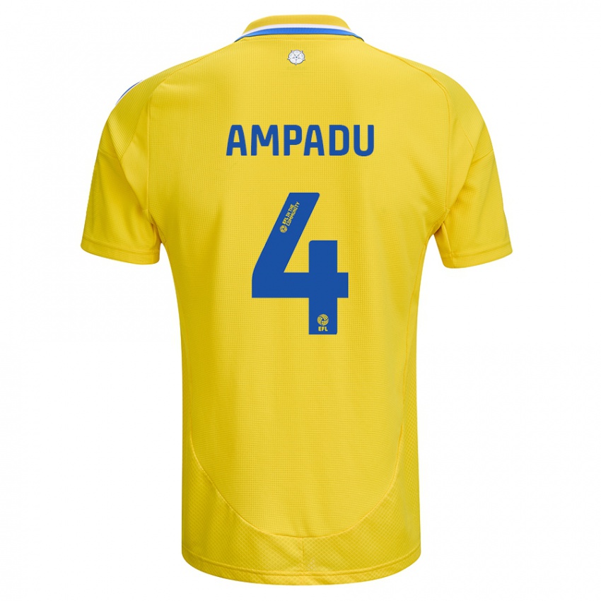 Børn Ethan Ampadu #4 Gul Blå Udebane Spillertrøjer 2024/25 Trøje T-Shirt