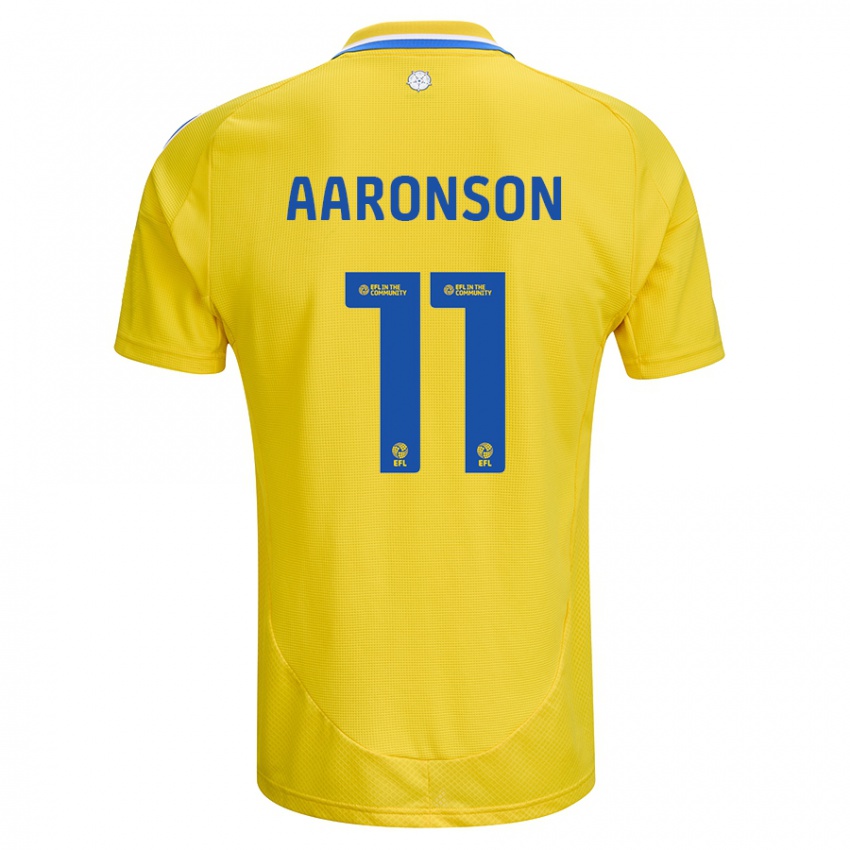 Børn Brenden Aaronson #11 Gul Blå Udebane Spillertrøjer 2024/25 Trøje T-Shirt