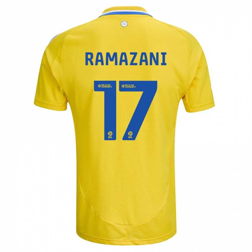 Børn Largie Ramazani #17 Gul Blå Udebane Spillertrøjer 2024/25 Trøje T-Shirt