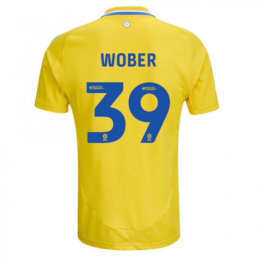 Børn Maximilian Wöber #39 Gul Blå Udebane Spillertrøjer 2024/25 Trøje T-Shirt