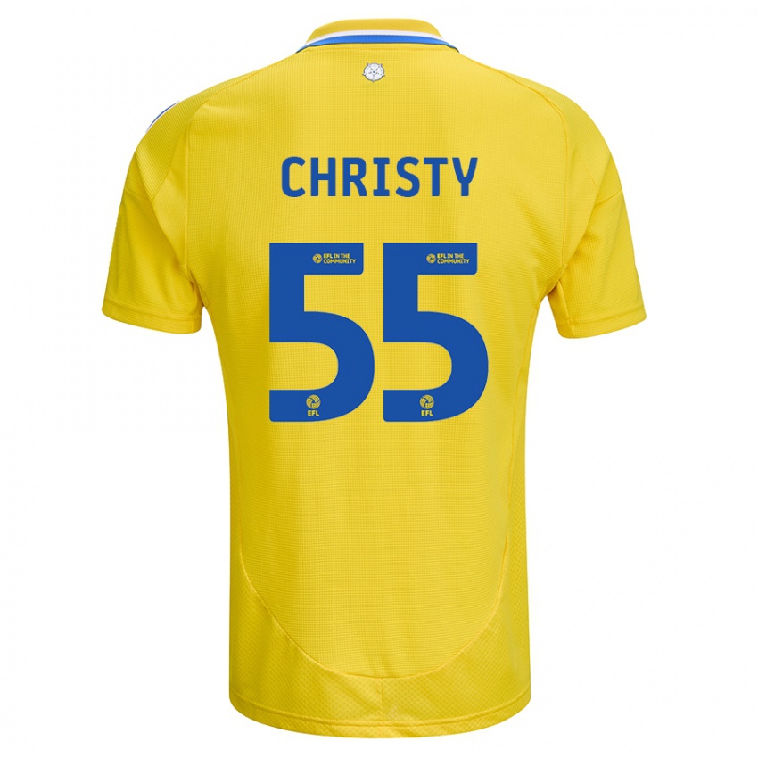 Børn Harry Christy #55 Gul Blå Udebane Spillertrøjer 2024/25 Trøje T-Shirt