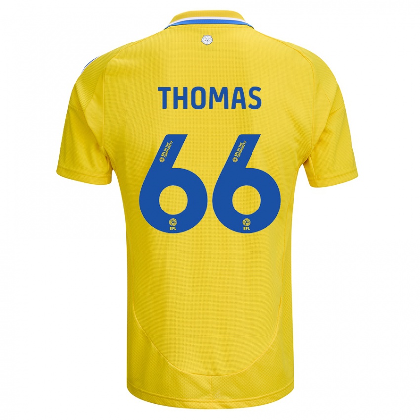 Børn Luca Thomas #66 Gul Blå Udebane Spillertrøjer 2024/25 Trøje T-Shirt