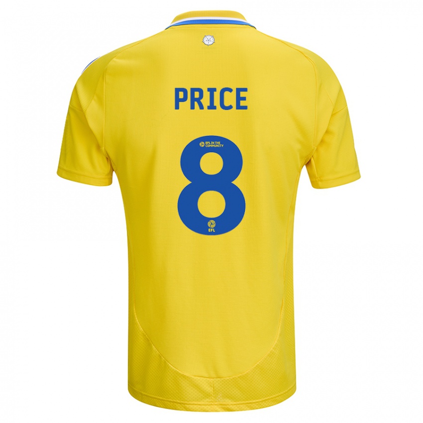 Børn Leoni Price #8 Gul Blå Udebane Spillertrøjer 2024/25 Trøje T-Shirt