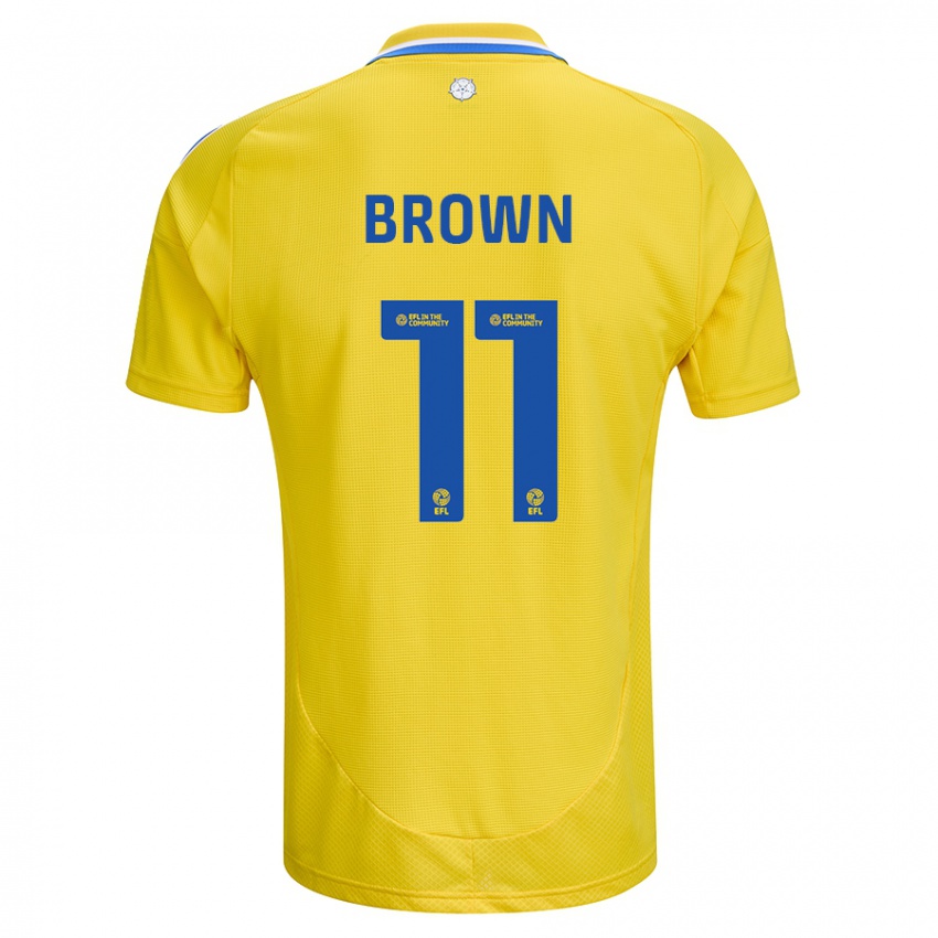 Børn Abbie Brown #11 Gul Blå Udebane Spillertrøjer 2024/25 Trøje T-Shirt