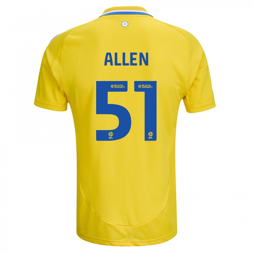 Børn Charlie Allen #51 Gul Blå Udebane Spillertrøjer 2024/25 Trøje T-Shirt