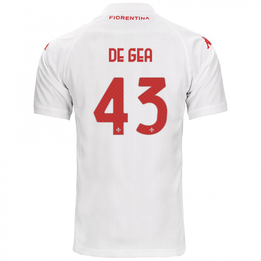 Børn David De Gea #43 Hvid Udebane Spillertrøjer 2024/25 Trøje T-Shirt