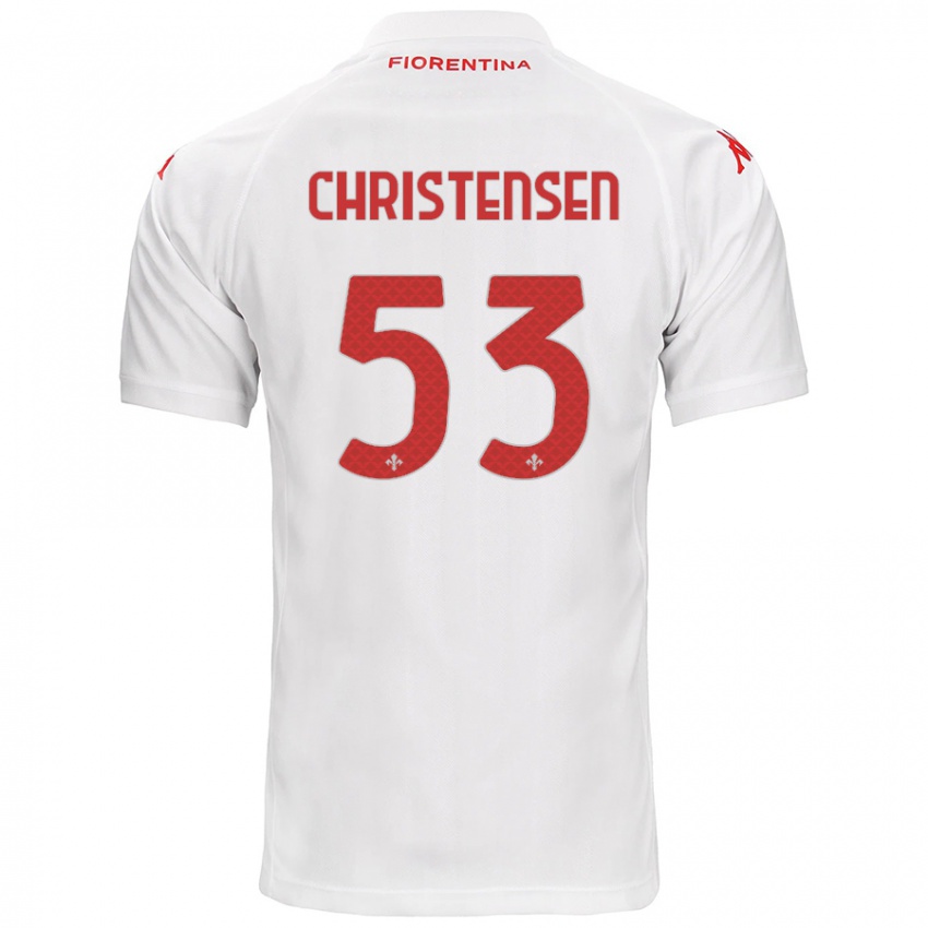 Børn Oliver Christensen #53 Hvid Udebane Spillertrøjer 2024/25 Trøje T-Shirt