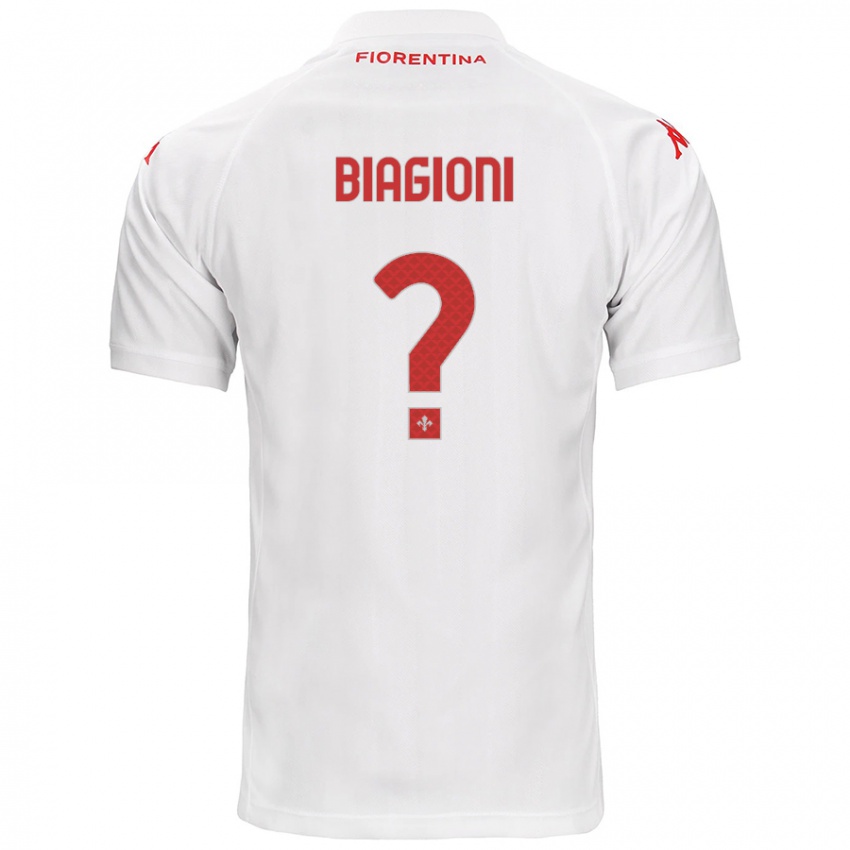 Børn Lorenzo Biagioni #0 Hvid Udebane Spillertrøjer 2024/25 Trøje T-Shirt