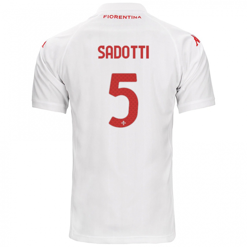 Børn Edoardo Sadotti #5 Hvid Udebane Spillertrøjer 2024/25 Trøje T-Shirt