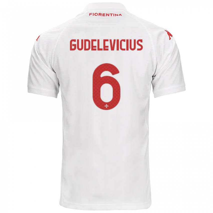 Børn Ernestas Gudelevicius #6 Hvid Udebane Spillertrøjer 2024/25 Trøje T-Shirt