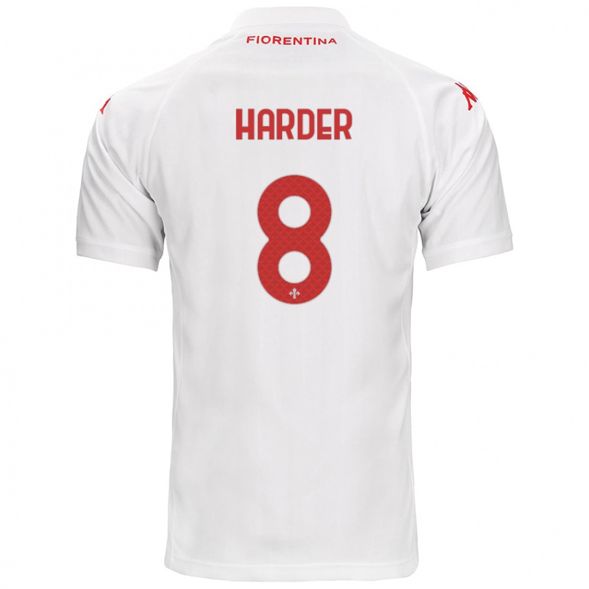 Børn Jonas Harder #8 Hvid Udebane Spillertrøjer 2024/25 Trøje T-Shirt