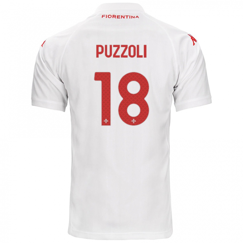 Børn Giorgio Puzzoli #18 Hvid Udebane Spillertrøjer 2024/25 Trøje T-Shirt