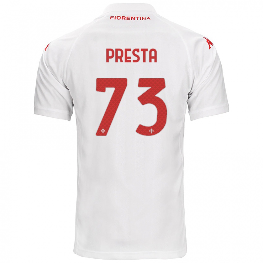 Børn Francesco Presta #73 Hvid Udebane Spillertrøjer 2024/25 Trøje T-Shirt