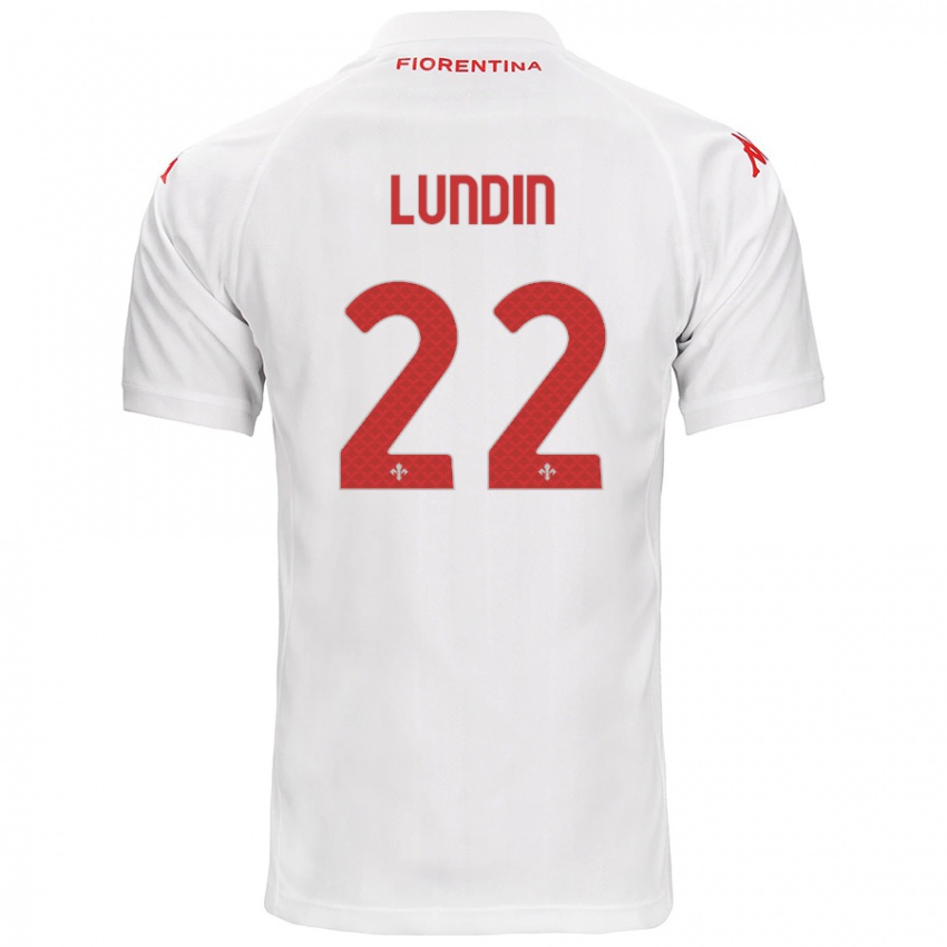 Børn Karin Lundin #22 Hvid Udebane Spillertrøjer 2024/25 Trøje T-Shirt