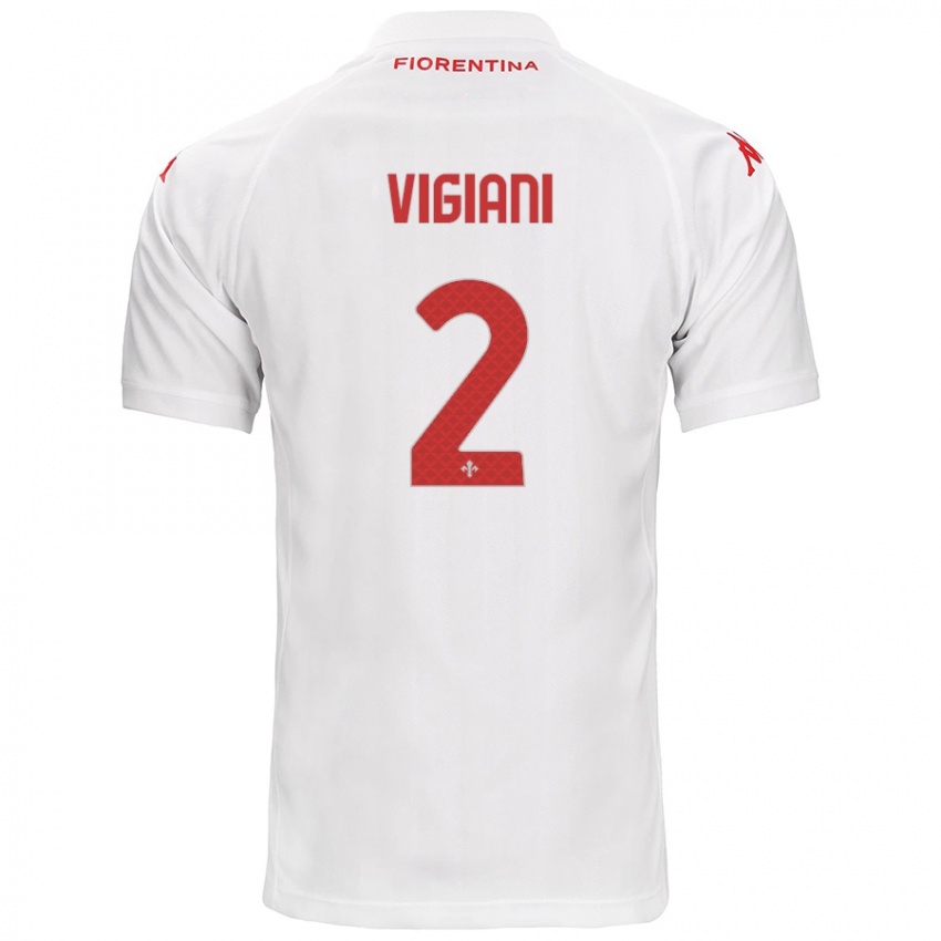 Børn Lorenzo Vigiani #2 Hvid Udebane Spillertrøjer 2024/25 Trøje T-Shirt