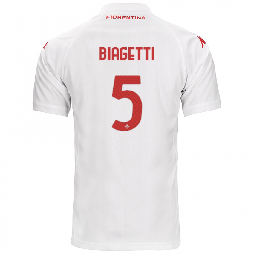 Børn Christian Biagetti #5 Hvid Udebane Spillertrøjer 2024/25 Trøje T-Shirt