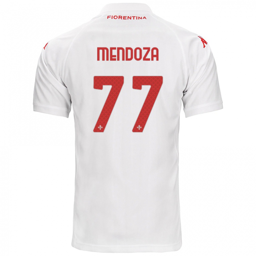 Børn William Mendoza #77 Hvid Udebane Spillertrøjer 2024/25 Trøje T-Shirt