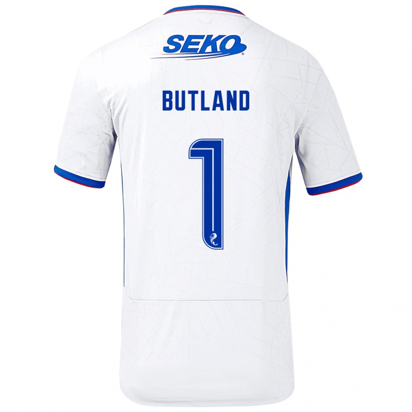 Børn Jack Butland #1 Hvid Blå Udebane Spillertrøjer 2024/25 Trøje T-Shirt