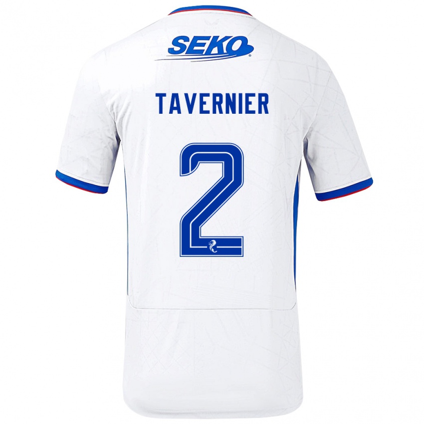 Børn James Tavernier #2 Hvid Blå Udebane Spillertrøjer 2024/25 Trøje T-Shirt