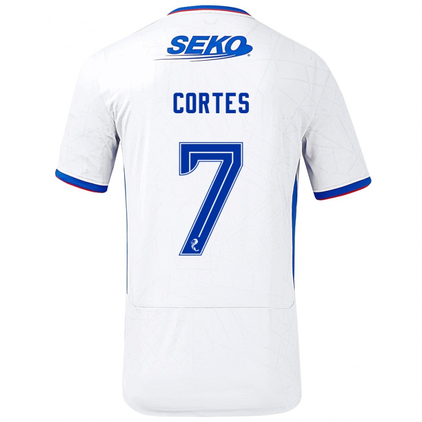 Børn Óscar Cortés #7 Hvid Blå Udebane Spillertrøjer 2024/25 Trøje T-Shirt