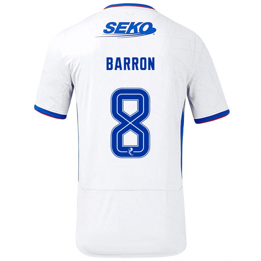 Børn Connor Barron #8 Hvid Blå Udebane Spillertrøjer 2024/25 Trøje T-Shirt