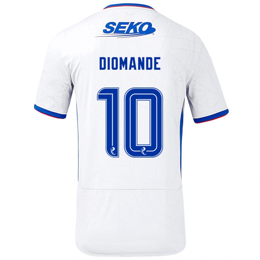 Børn Mohamed Diomandé #10 Hvid Blå Udebane Spillertrøjer 2024/25 Trøje T-Shirt