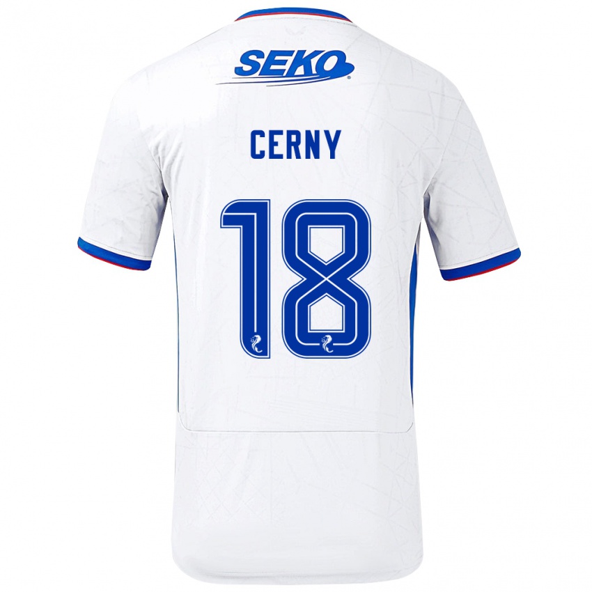 Børn Vaclav Cerny #18 Hvid Blå Udebane Spillertrøjer 2024/25 Trøje T-Shirt