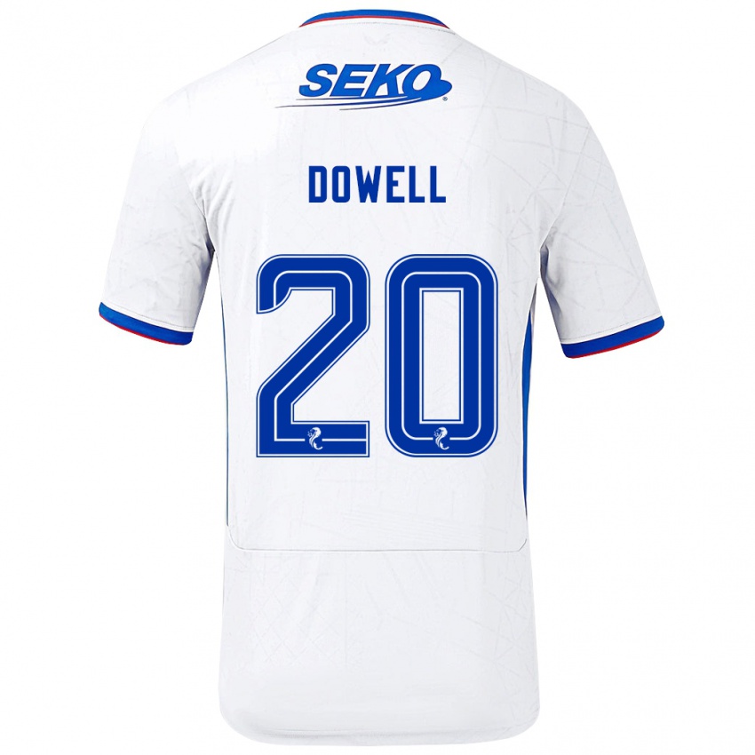 Børn Kieran Dowell #20 Hvid Blå Udebane Spillertrøjer 2024/25 Trøje T-Shirt