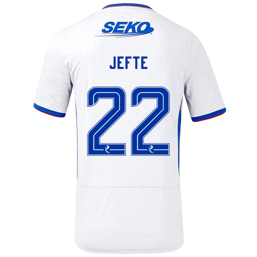 Børn Jefté #22 Hvid Blå Udebane Spillertrøjer 2024/25 Trøje T-Shirt