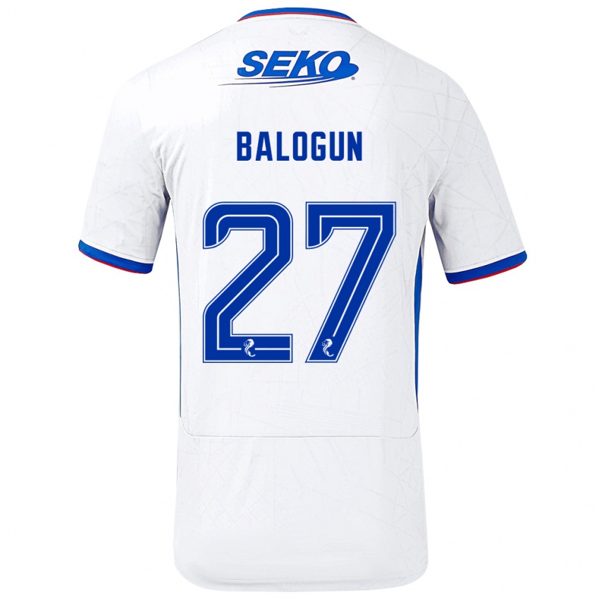 Børn Leon Balogun #27 Hvid Blå Udebane Spillertrøjer 2024/25 Trøje T-Shirt